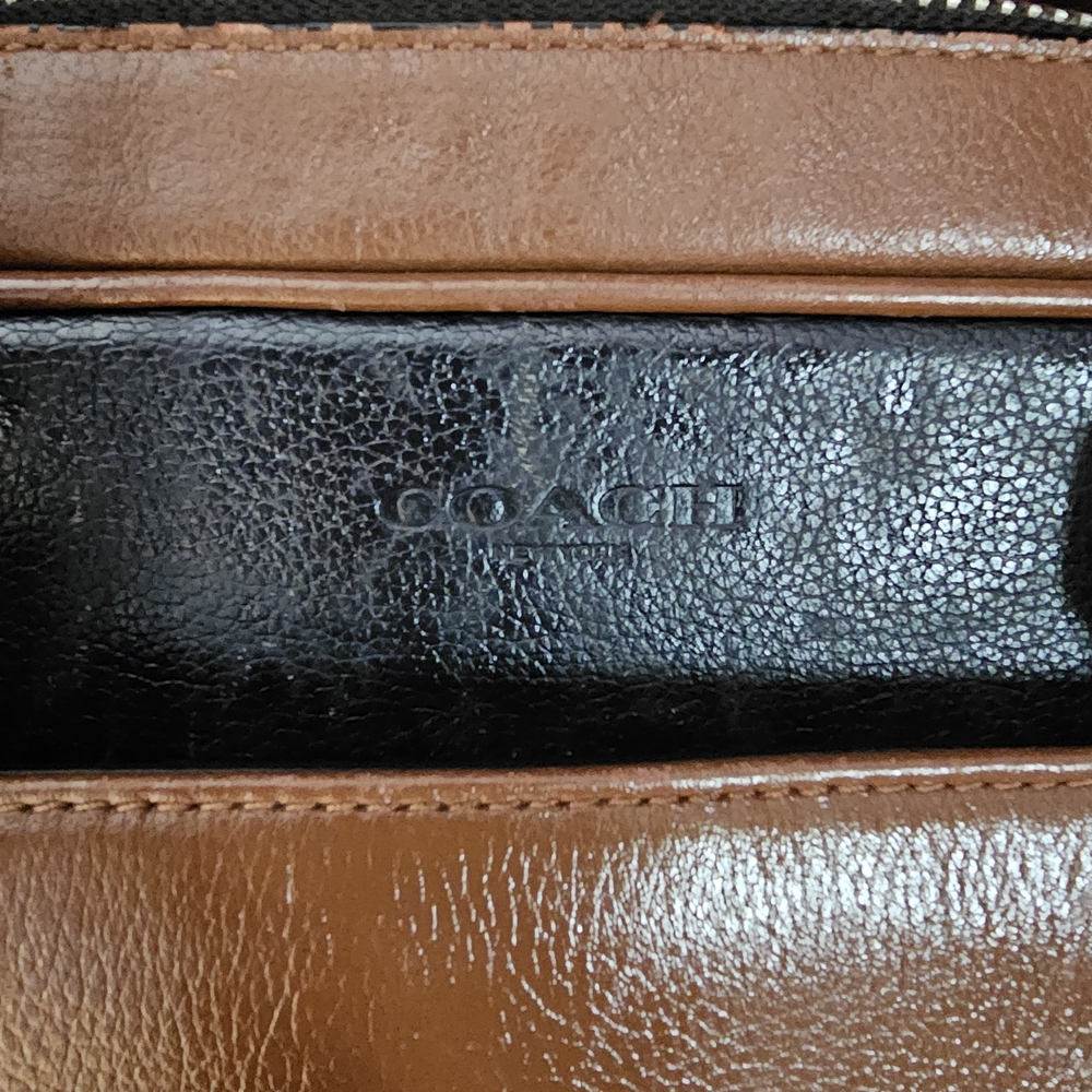 Vintage Coach Leather Slim Briefcase Laptop Messenger Bag - Brown Stripe - Picture 4 of 15